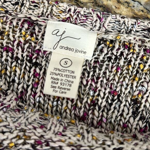 Andrea Jovine Cotton Blend Marled Knit Crew Neck Sweater Size S - Picture 4 of 7